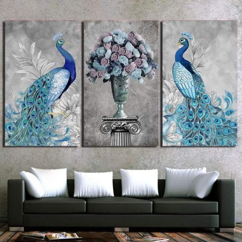 Blue Peacock Elegance - Canvases