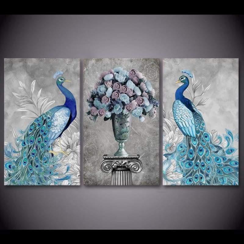 Blue Peacock Elegance - Canvases
