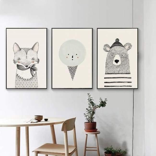Bears Foxes & Ice-Cream - Canvas Art Series