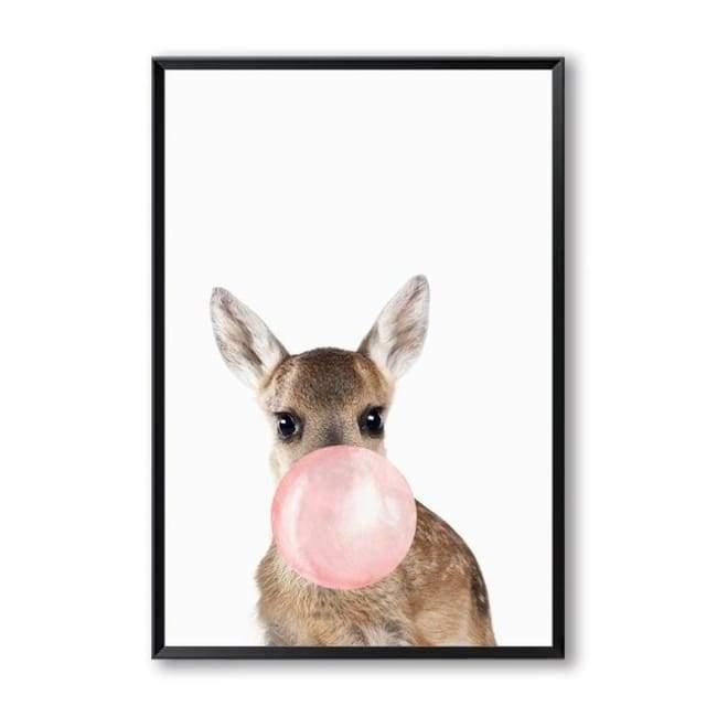 Bubble Gum Zoo Canvas Art - 20X30 Cm (8X12 Inches) / Deer - Prints