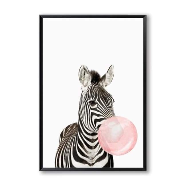 Bubble Gum Zoo Canvas Art - 20X30 Cm (8X12 Inches) / Zebra - Prints