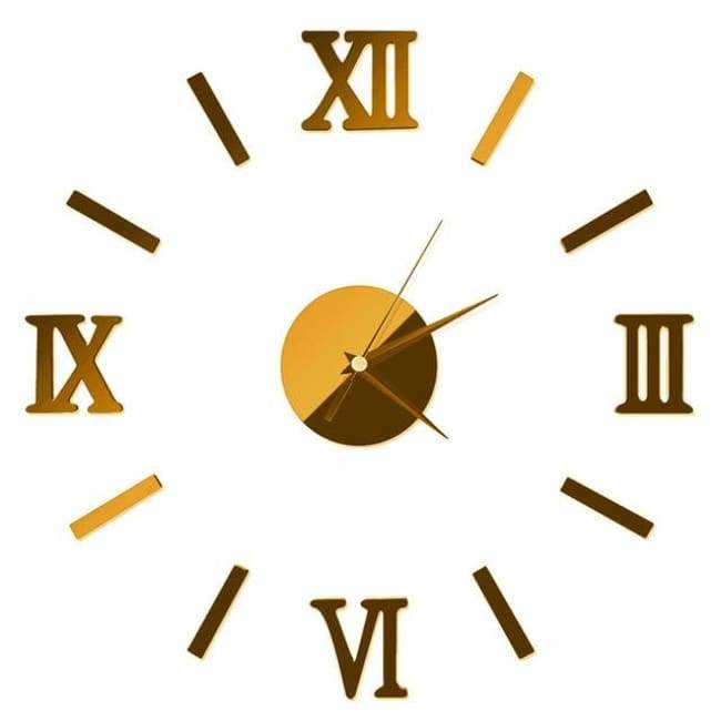 Roman Numerals Wall Clock - Gold